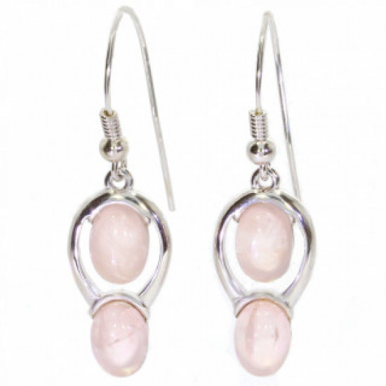 Sterling Silver Rose Quartz Earrings E-46-05