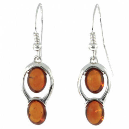Sterling Silver Amber Earrings E-46-05 Sterling Silver Amber Earrings E-46-05