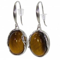 boucles d'oreilles argent oeil de tigre E-46-08