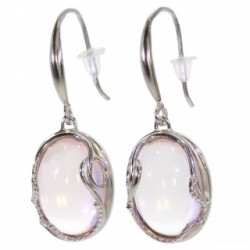Sterling Silver Rose Quartz Earrings E-46-08