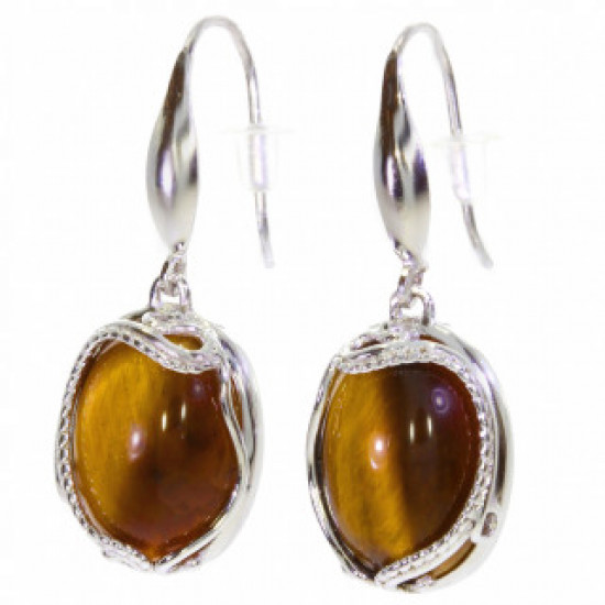 Sterling Silver Tiger's Eye Earrings E-46-09