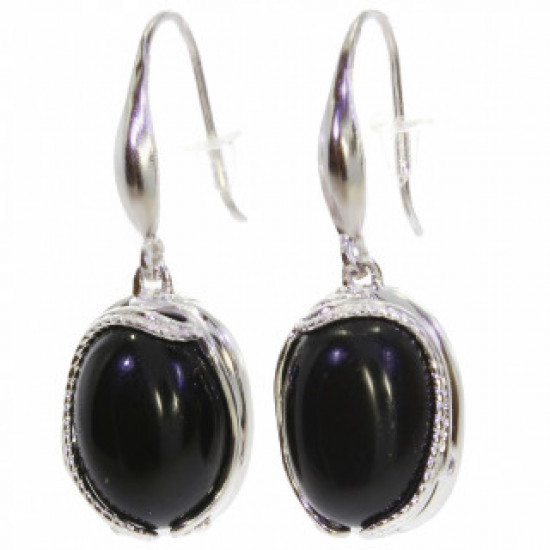 Sterling Silver Black Onyx Earrings E-46-09
