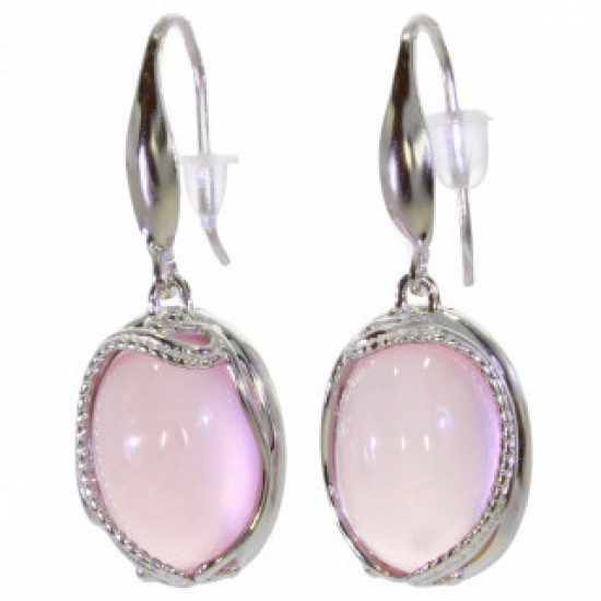 Sterling Silver Rose Quartz Earrings E-46-09