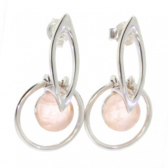 Sterling Silver Rose Quartz Earrings E-46-10