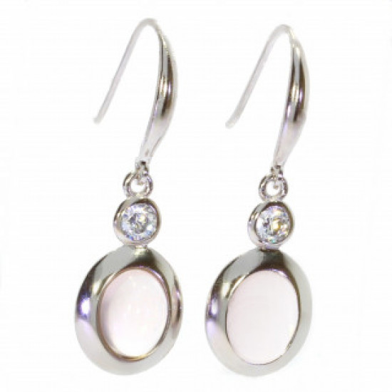 Sterling Silver Rose Quartz Earrings E-46-11