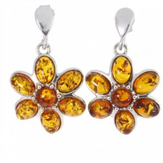 Sterling Silver Amber Earrings E-50-01 Sterling Silver Amber Earrings E-50-01