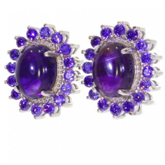 Sterling Silver Amethyst Earrings E-54-06