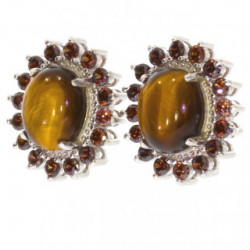boucles d'oreilles argent oeil de tigre E-54-06