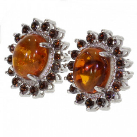 Sterling Silver Amber Earrings E-54-06 Sterling Silver Amber Earrings E-54-06