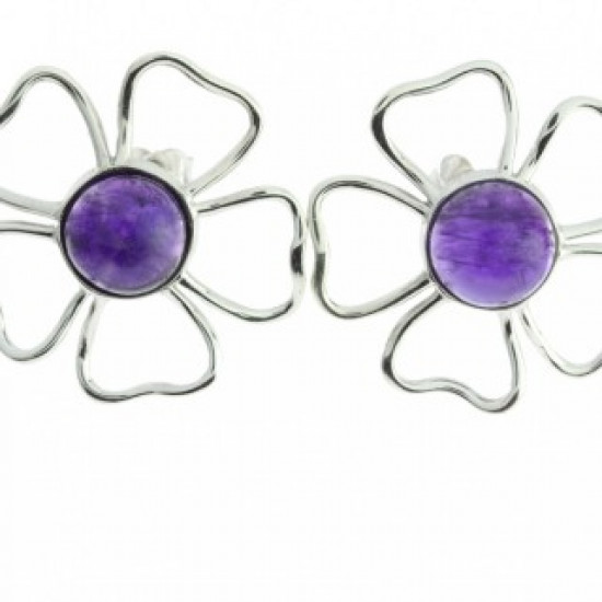 Sterling Silver Amethyst Earrings E-58-06