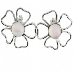 Sterling Silver Rose Quartz Earrings E-58-06