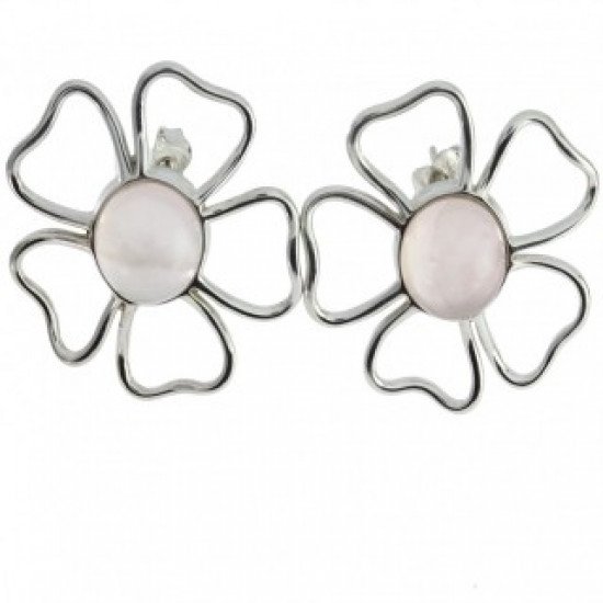 Sterling Silver Rose Quartz Earrings E-58-06