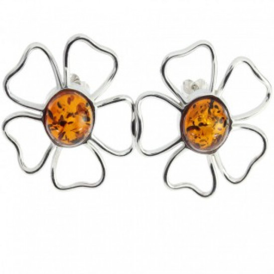 Sterling Silver Amber Earrings E-58-06 Sterling Silver Amber Earrings E-58-06