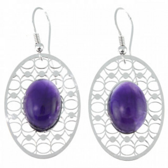 Sterling Silver Amethyst Earrings E-58-07