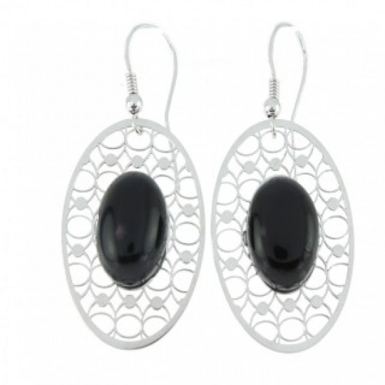 Sterling Silver Black Onyx Earrings E-58-07