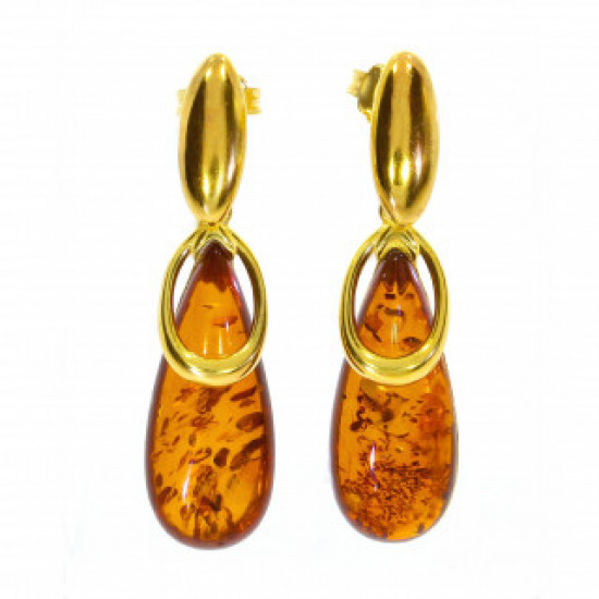 Vermeil Amber Earrings E-62-03