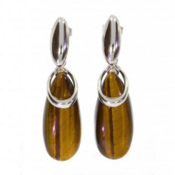 boucles d'oreilles argent oeil de tigre E-62-03