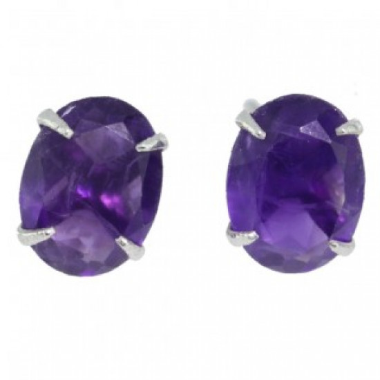 Sterling Silver Amethyst Earrings EF-06