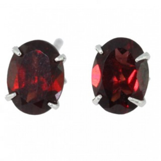 Sterling Silver Garnet Earrings EF-06
