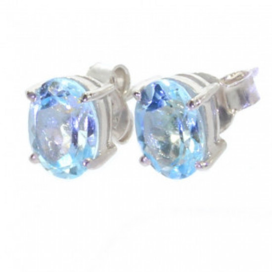 Sterling Silver Blue Topaz Earrings EF-15