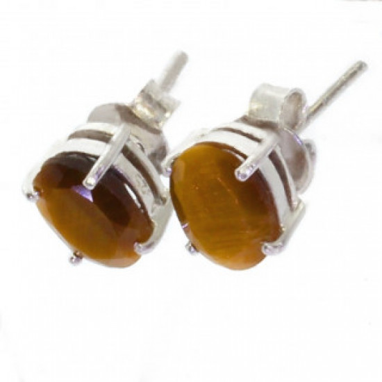 Sterling Silver Tiger's Eye Earrings EF-15