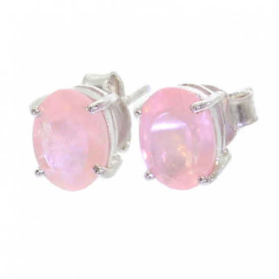 Sterling Silver Rose Quartz Earrings EF-15