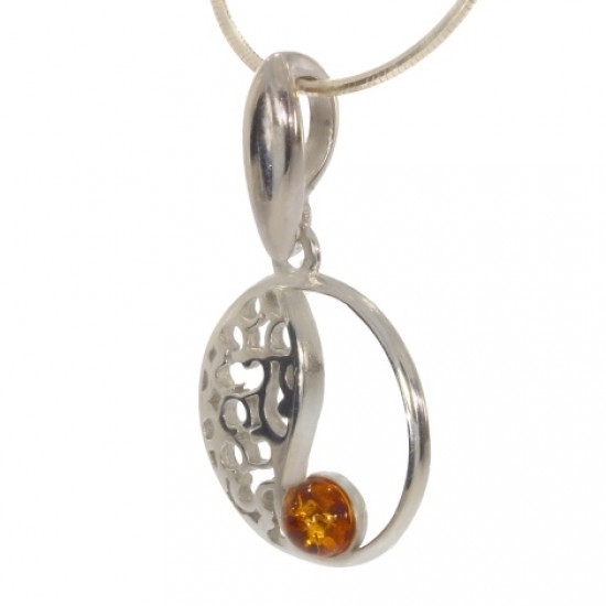 Sterling Silver Amber Pendant P26-25