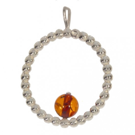 Sterling Silver Amber Pendant P30-17