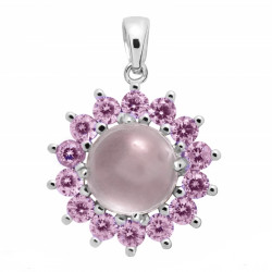 Sterling Silver Rose Quartz Pendant P34-16