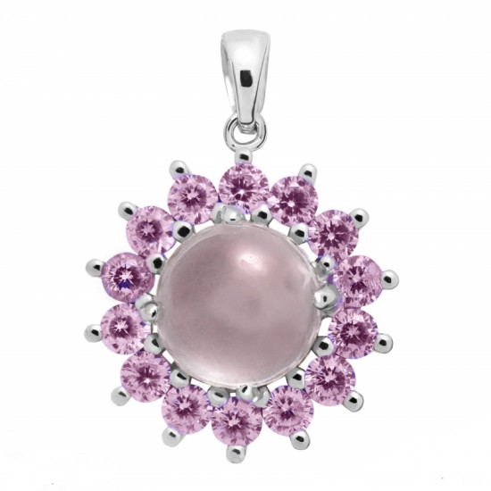 Sterling Silver Rose Quartz Pendant P34-16