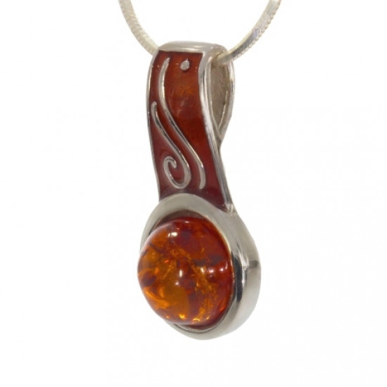 Sterling Silver Amber Pendant P34-17