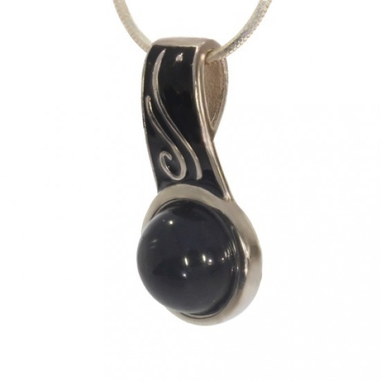 Sterling Silver Black Onyx Pendant P34-17 Sterling Silver Black Onyx Pendant P34-17