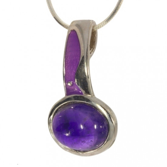 Sterling Silver Amethyst Pendant P38-09