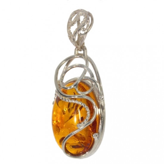 Sterling Silver Amber Pendant P54-05