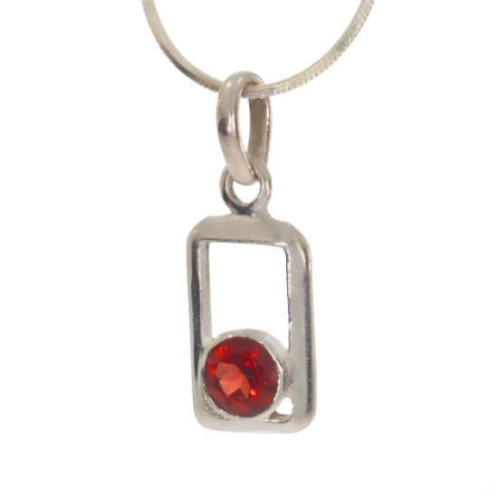 Sterling Silver Garnet Pendant PF-01