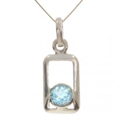 Sterling Silver Blue Topaz Pendant PF-01
