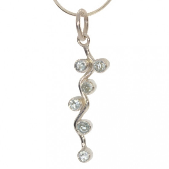 Sterling Silver Blue Topaz Pendant PF-08 Sterling Silver Blue Topaz Pendant PF-08