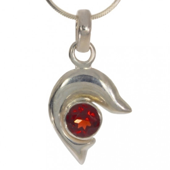 Sterling Silver Garnet Pendant PF-17