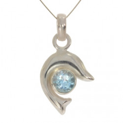 Sterling Silver Blue Topaz Pendant PF-17