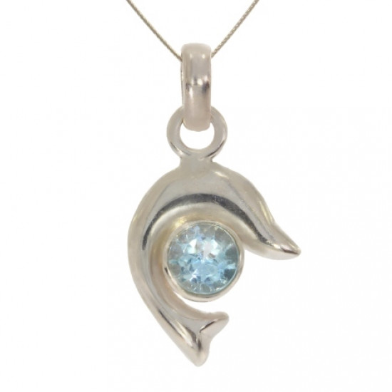 Sterling Silver Blue Topaz Pendant PF-17 Sterling Silver Blue Topaz Pendant PF-17