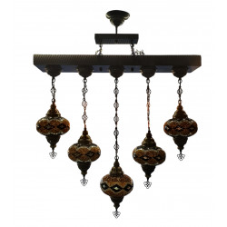 Turkish lamp 5 globe for ceiling 75 cm