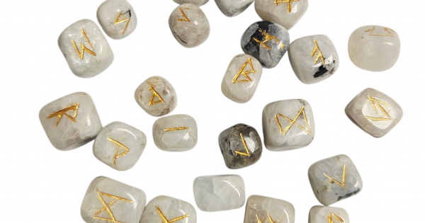 Runes Tumbled Stone moonstone