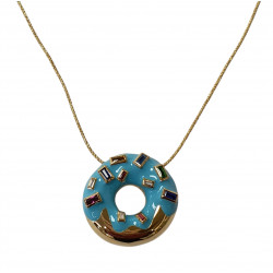 Necklace donut blue gold platted