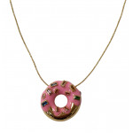 Necklace donut pink gold platted