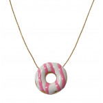 Necklace donut pink and white gold platted