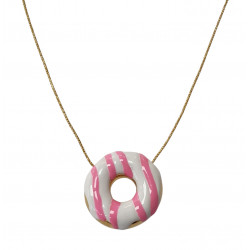 collier donut rose et blanc plaque or