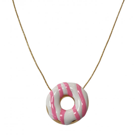 Necklace donut pink and white gold platted
