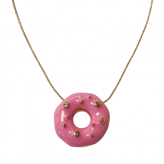 Necklace donut pink gold platted