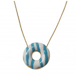 Necklace donut blue and white gold platted