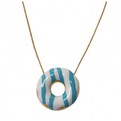 Necklace donut blue and white gold platted
